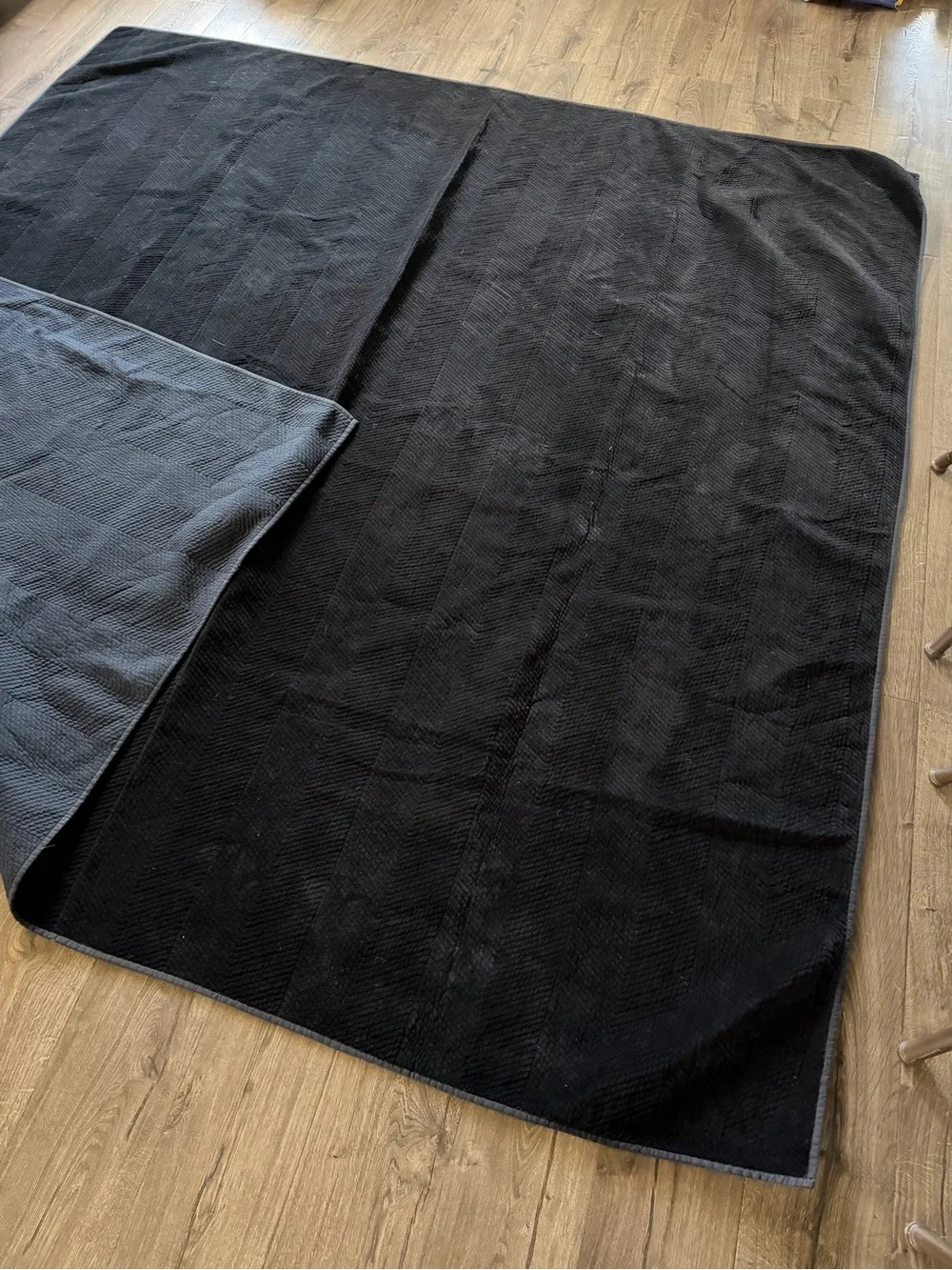 Restoration Hardware Cover Velvet Chevron Stitch Black Full/Queen